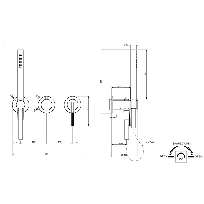 Смеситель для душа Gessi Ingranaggio, цвет black metal pvd арт. 63545#707