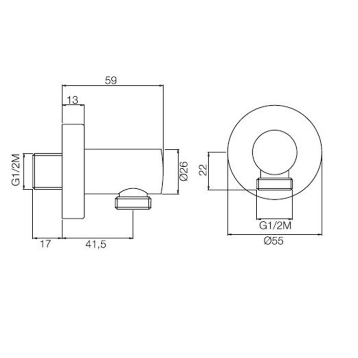 Fima Carlo Frattini Подвод воды 1/2”, Wellness, F2172CR цвет: хром