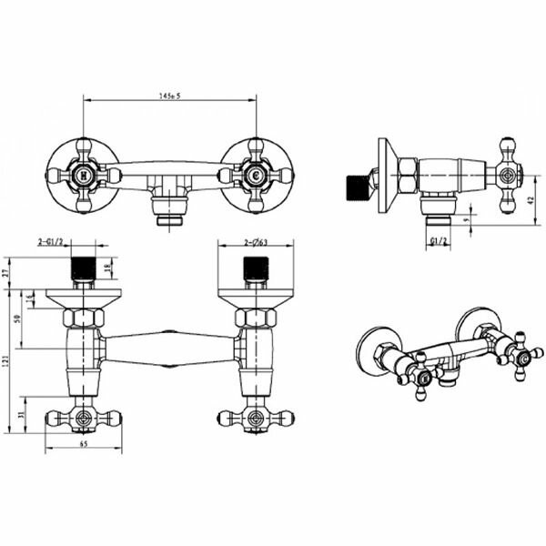 Смеситель для душа, бронза, Flora Boheme 294-FL