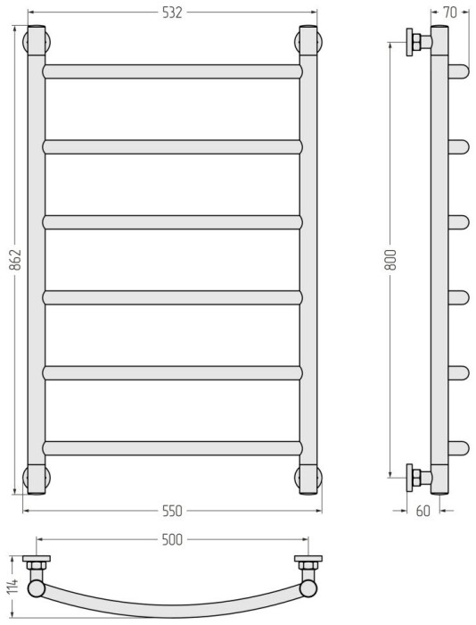 Сунержа Водяной полотенцесушитель 800x500, Галант+, 31-0200-8050 цвет: матовый чёрный
