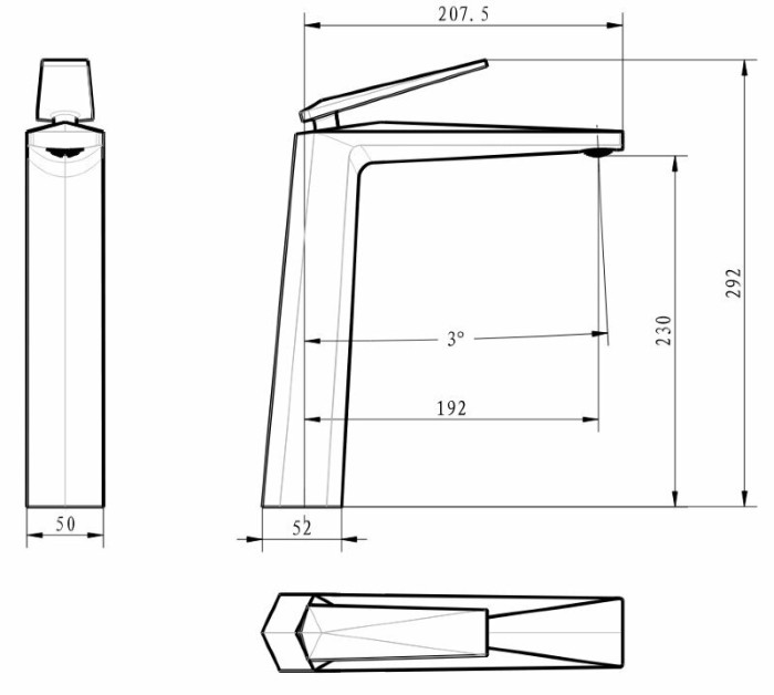 Смеситель для раковины, черный, Venturo Boheme 372-B