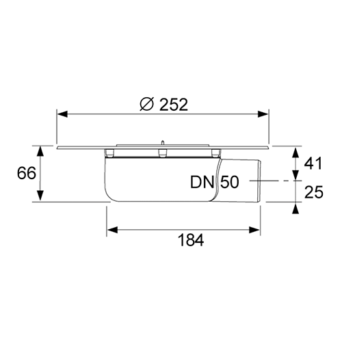 Сифон горизонтальный dn 50 для террас и балконов, TECE арт. 3601401