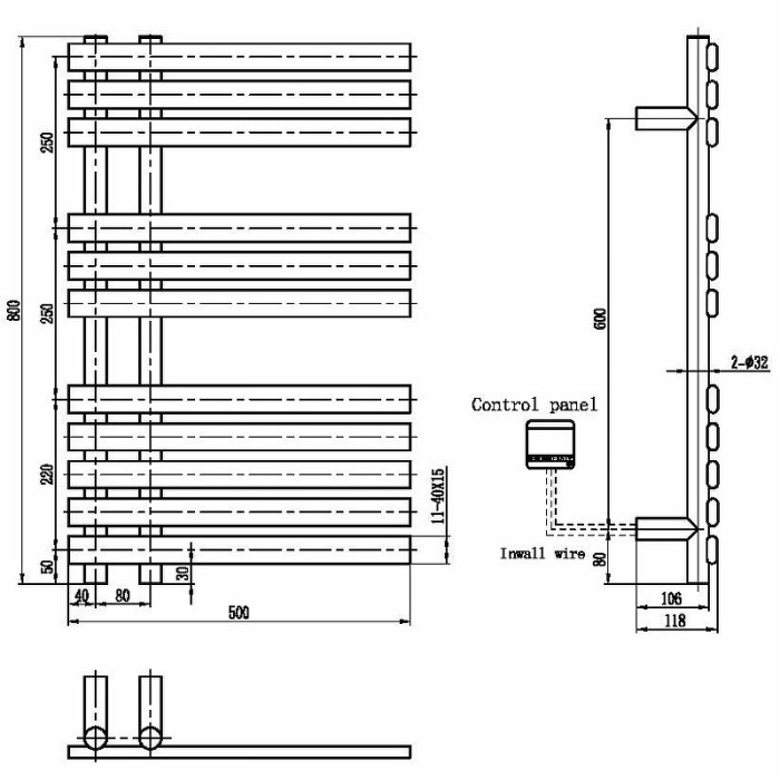 Электрический полотенцесушитель, никель, Venturo Boheme 723-NB