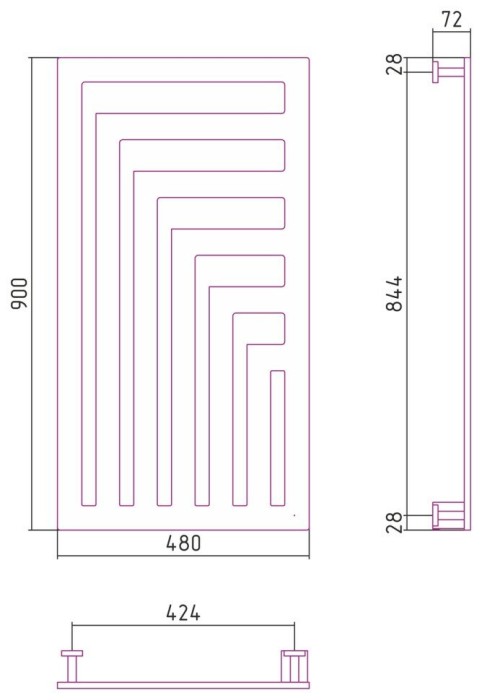 Сунержа Электрический полотенцесушитель 1000x500, Космополит, 70-0861-9048 цвет: алюминий