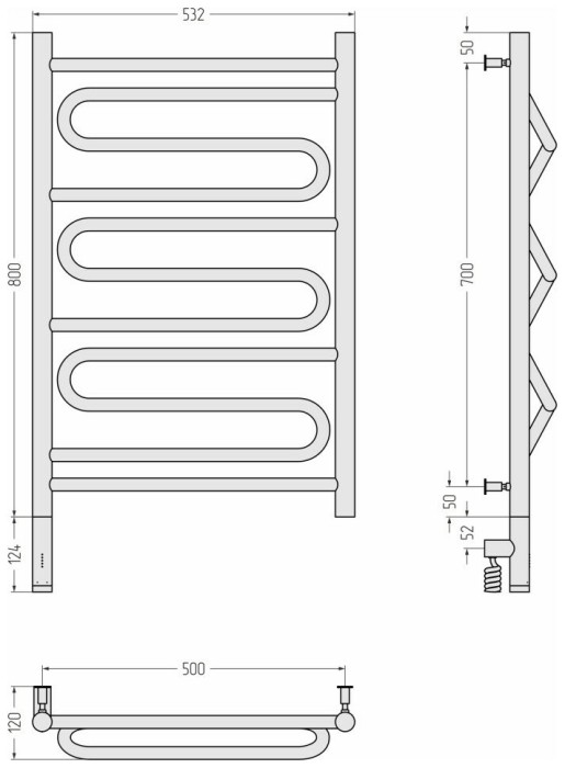 Сунержа Электрический полотенцесушитель 1000x400, Элегия 3.0, 30-5818-8050 цвет: матовый белый