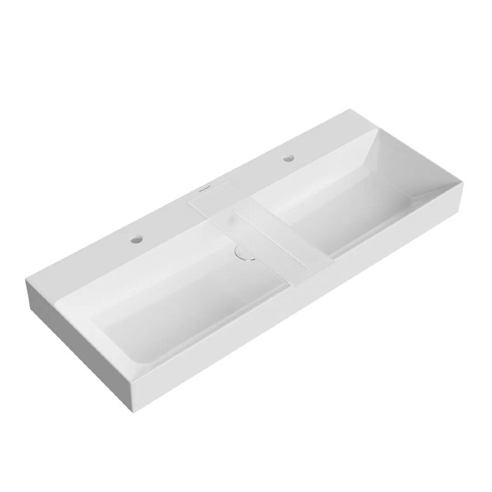 Раковина подвесная, два отверстия под смеситель 119x48см, Grande Kerama Marazzi, белый - GR.wb.120.2