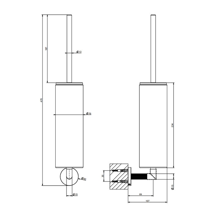 Туалетный ёршик, подвесной, Gessi Ingranaggio, black metal brushed pvd арт. 63820#707