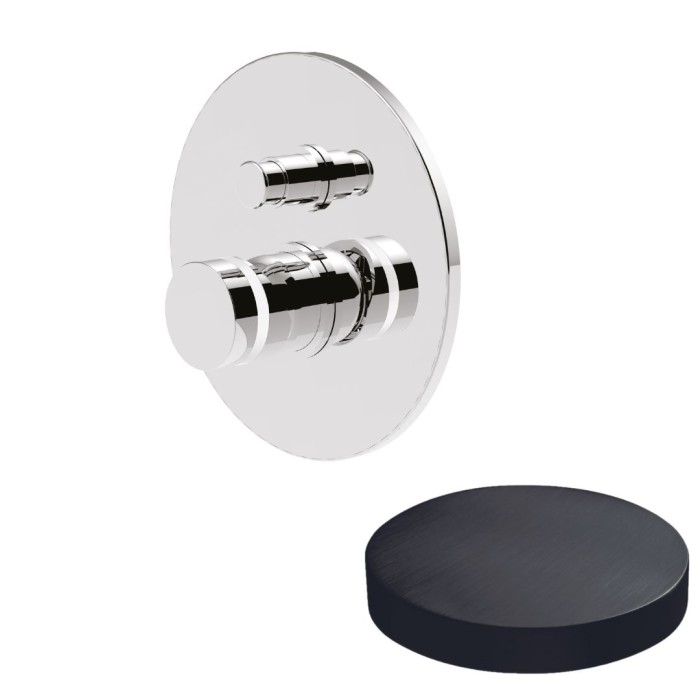 Встраиваемый смеситель для душа, однорычажный, с кнопкой-переключателем, на 2 режима, Giulini My ring, ганметал арт. MR0063CRNS