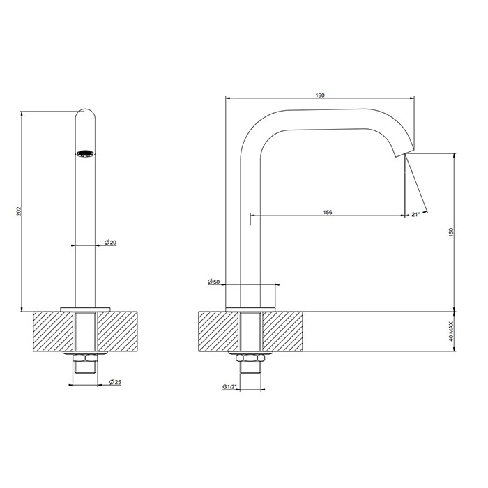 Излив для раковины, настольный, высота 16см., Gessi 316, black xl арт. 54091#299