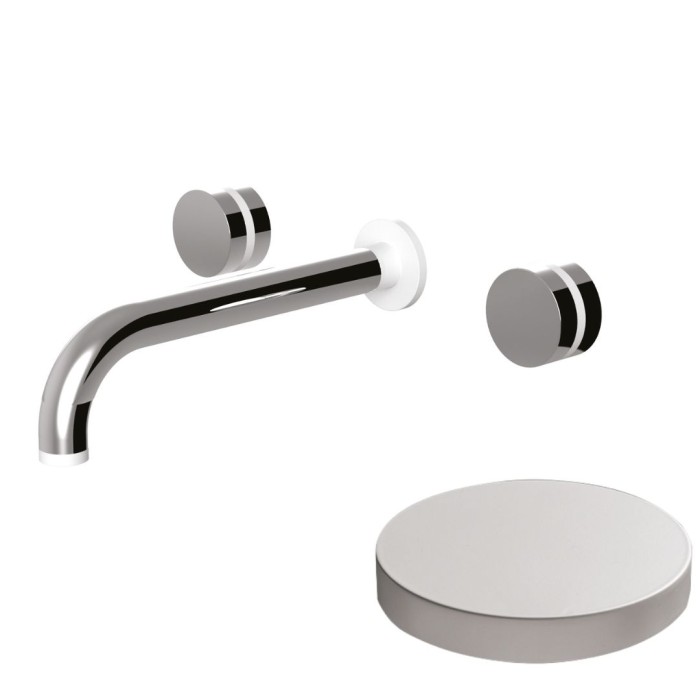 Встраиваемый смеситель на раковину, двухрычажный, излив 20 см, Giulini My ring, белый матовый арт. MR0123BO