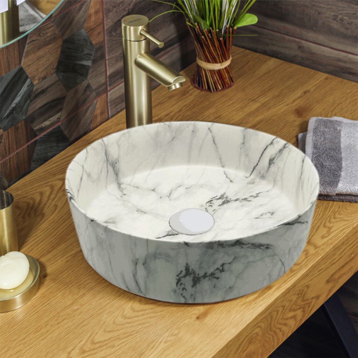 Раковина накладная 346x346x114 мраморный, Azario - AZ-3134-ST SP