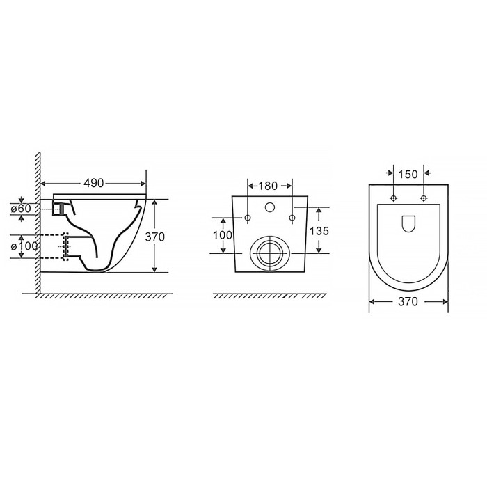 Подвесной унитаз 370х490х370 безободковый, с быстросъемныйм сидением микролифт, серый матовый, Azario Grado арт. AZ-0046 SP MDG