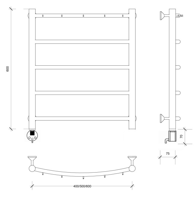 Полотенцесушитель электрический 60x50 Милан 1 К Secado арт. 4673739237441