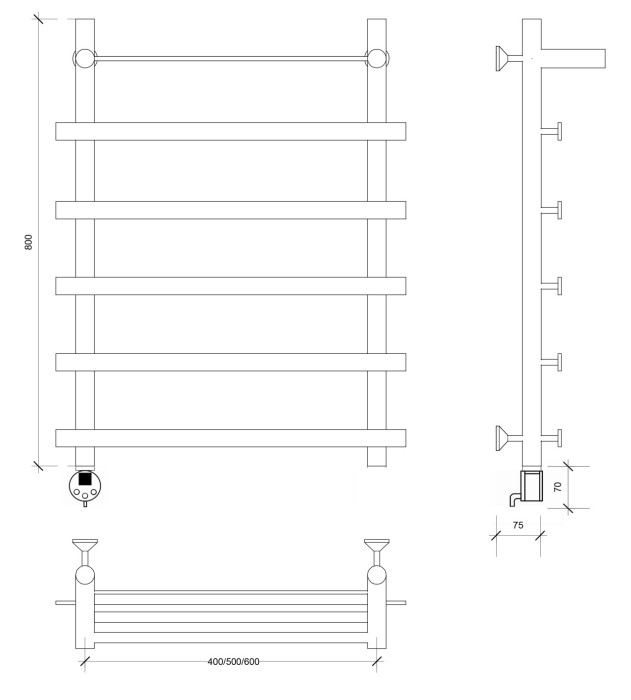 Полотенцесушитель электрический 80x70 Понтида 1 СП Secado арт. 4673739239643