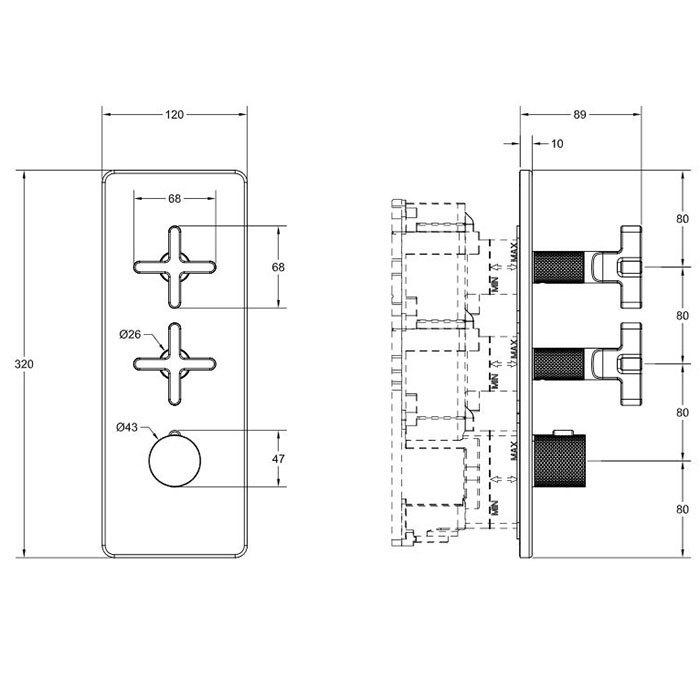 Смеситель для душа, термостатический, встраиваемый, резьба 3/4", Gessi Inciso, золото арт. 58224#246