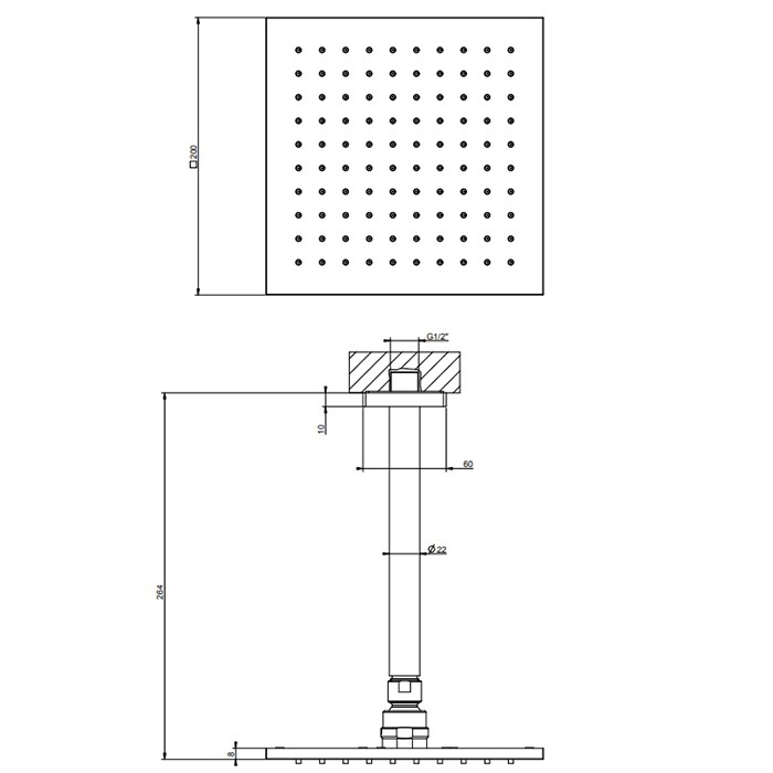 Верхний душ, потолочная, поворотная с шарниром, с защитой от известкового налёта, Gessi Emporio shower, finox brushed nickel арт. 47290#149