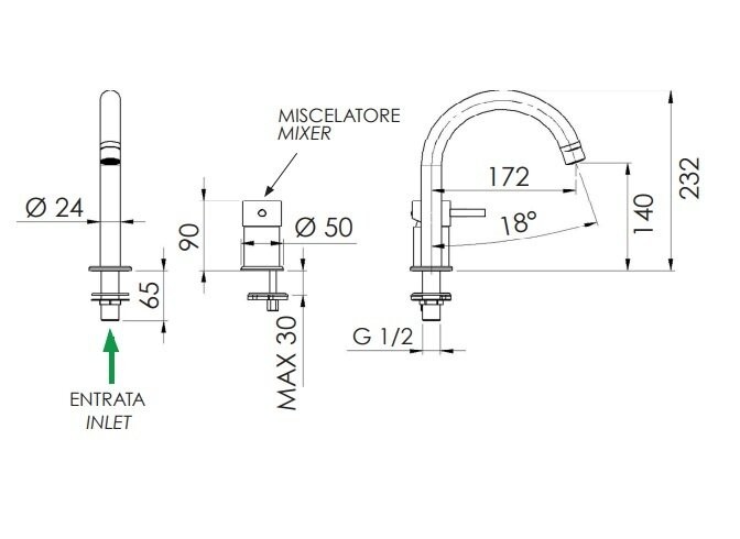 Смеситель для раковины никель матовый, Remer X Style, внешнего монтажа X57NPO