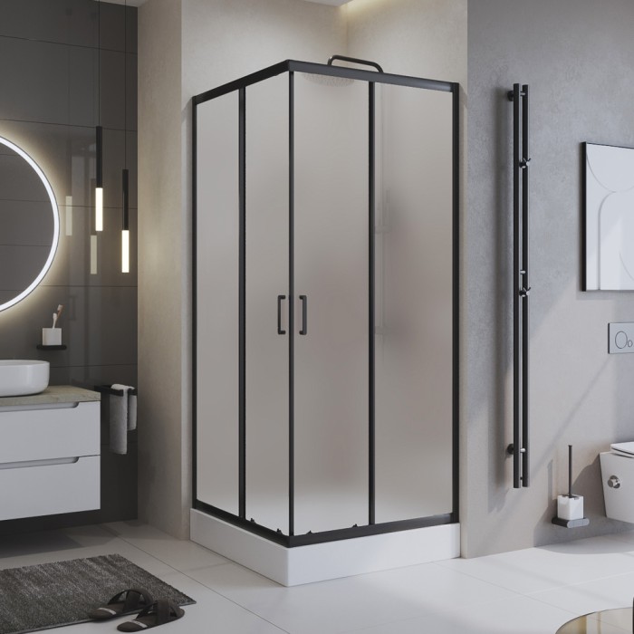 Душевой уголок 90x195 BelBagno, матовый черный, Uno-195 арт. UNO-195-A-2-90-P-NERO
