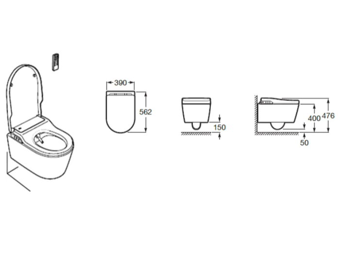 Унитаз подвесной Roca Inspira in-wash с биде, цвет белый глянцевый арт. 803060001