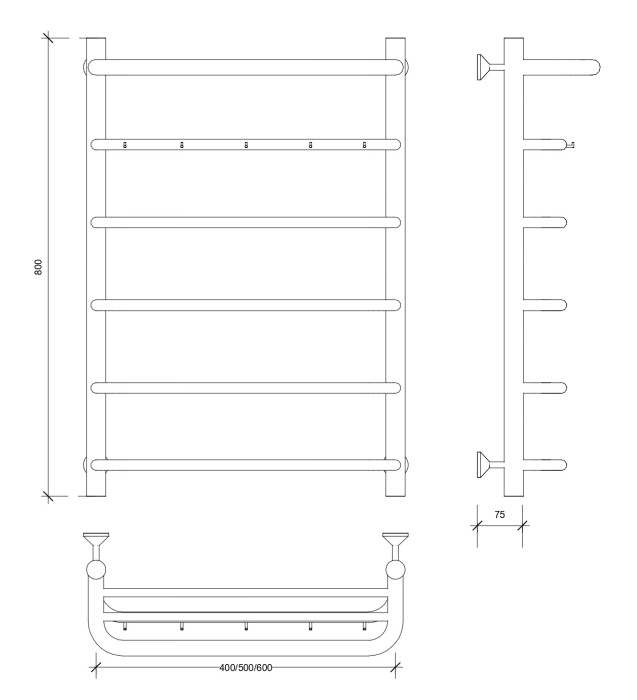 Полотенцесушитель водяной 80x40 Милан 1 КСП (хром) Secado арт. 4603777444808