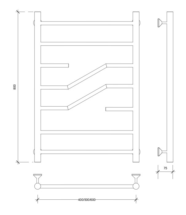 Полотенцесушитель водяной 80x60 Риволи (хром) Secado арт. 4603777448141