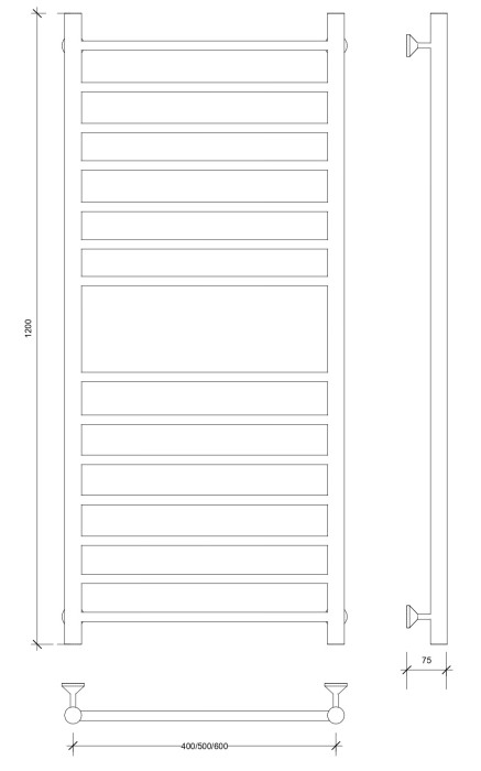 Полотенцесушитель водяной 120x40 Триада 4 (хром) Secado арт. 4603777443887