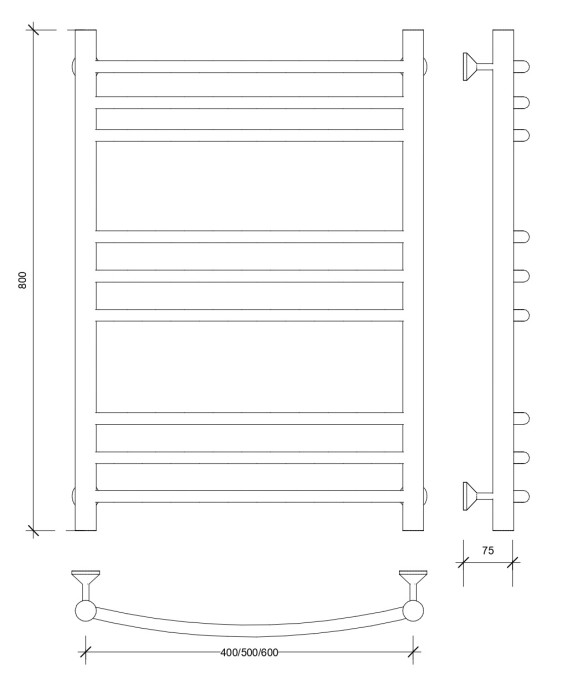 Полотенцесушитель водяной 80x40 Милан 3 (черный) Secado арт. 4673739226735