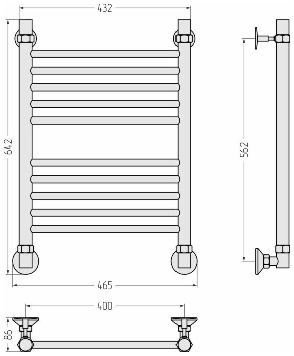 Стилье Водяной полотенцесушитель 600x400, Аксиома-10, 00661-6040 цвет: без покрытия