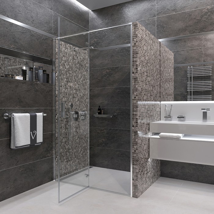 Душевая дверь 1200x1950, Veconi Vianno, хром, стекло прозрачное арт. VN73-120-01-C4