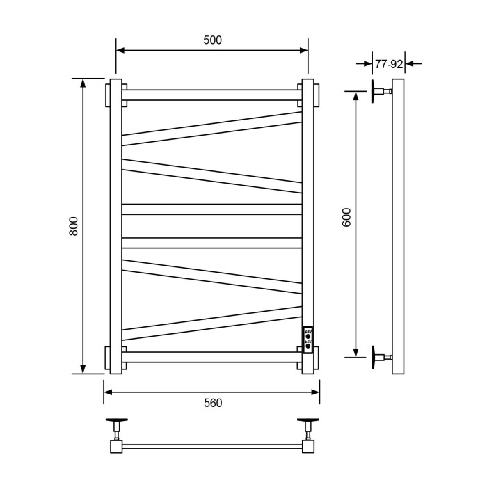 Электрический полотенцесушитель 50x80, Veconi Barro-C арт. B8050B-C