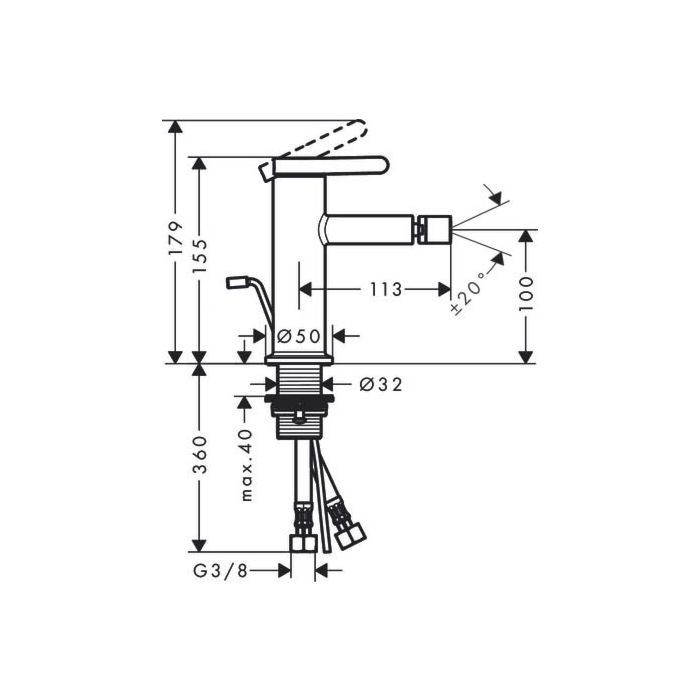 Смеситель для биде One Axor, полированный черный хром арт. 48210330