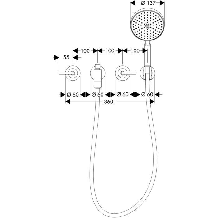 Смеситель для ванны Citterio Axor, шлифованный черный хром арт. 39448340