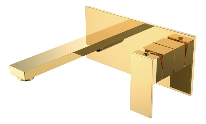 Смеситель для раковины, Shinny Gold, Qubic Boheme 475-G