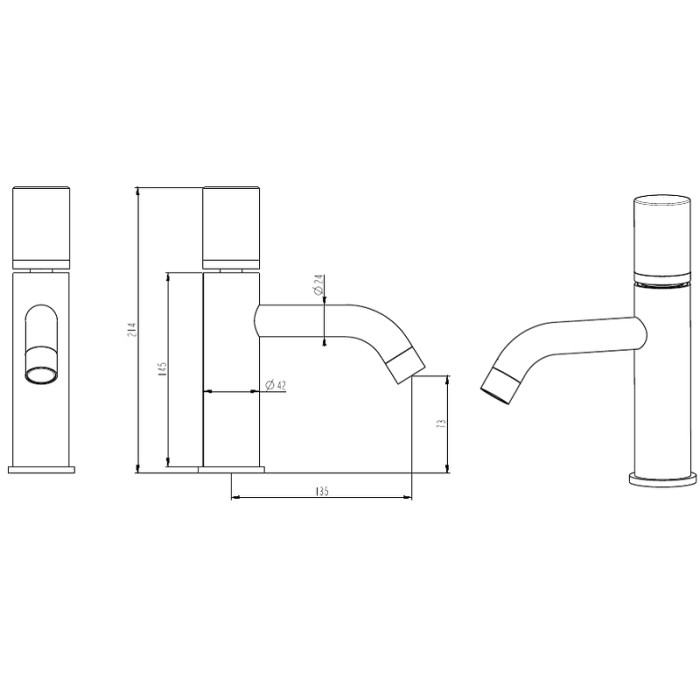 Смеситель для раковины, золото, Stick Boheme 121-G-MR-BLACK