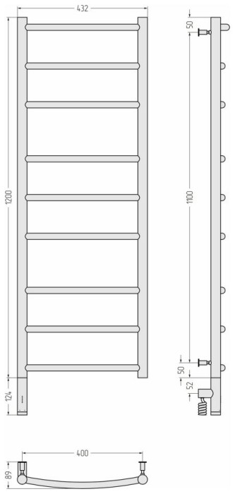 Сунержа Электрический полотенцесушитель 1200x400, Галант 3.0, 071-5800-1240 цвет: сатин