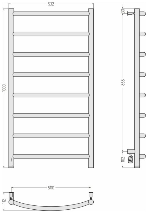 Сунержа Электрический полотенцесушитель 800x500, Галант 4.0, 12-0830-1050 цвет: белый