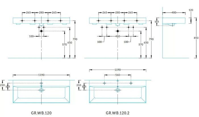 Раковина подвесная, одно отверстие под смеситель 119x48см, Grande Kerama Marazzi, белый - GR.wb.120