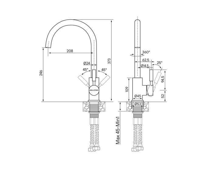 Смеситель для кухни  Paulmark HOLSTEIN, бежевый - Ho212063-BE