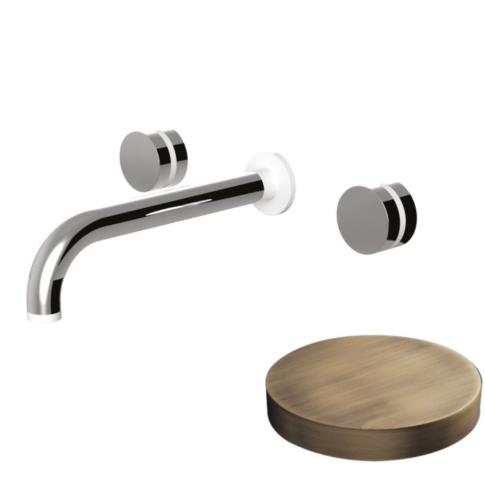 Встраиваемый смеситель на раковину, двухрычажный, излив 20 см, Giulini My ring, бронза матовая арт. MR0123BROP