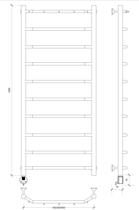 Полотенцесушитель электрический 120x60 Агата 1 К Secado арт. 4673739230985