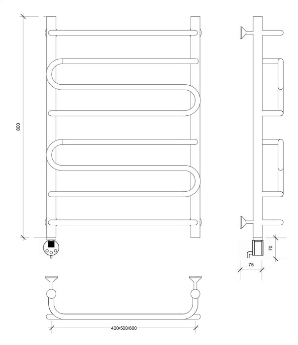 Полотенцесушитель электрический 80x40 Валенсия 2 Secado арт. 4673739233061