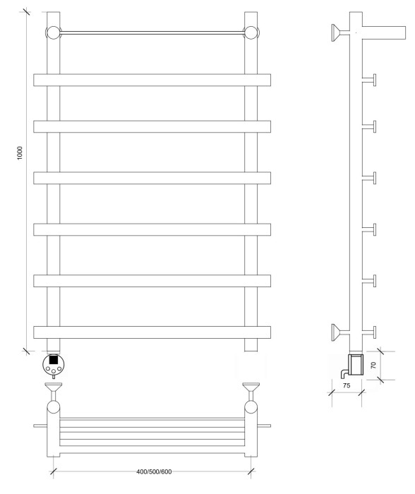 Полотенцесушитель электрический 100x60 Понтида 1 СП Secado арт. 4673739239667