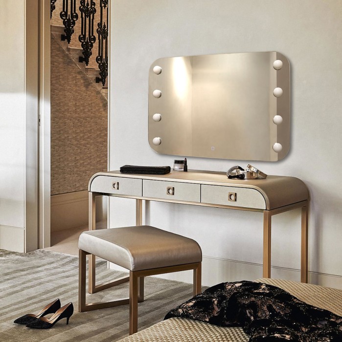 Зеркало TONY 800х550 c подсветкой и диммером, сенсорный выключатель, смена цвета, 8 ламп в комплекте, Azario Мальта - LED-00002479