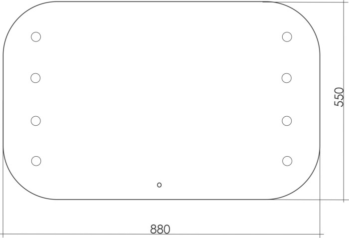 Зеркало TONY 800х550 c подсветкой и диммером, сенсорный выключатель, смена цвета, 8 ламп в комплекте, Azario Мальта - LED-00002479