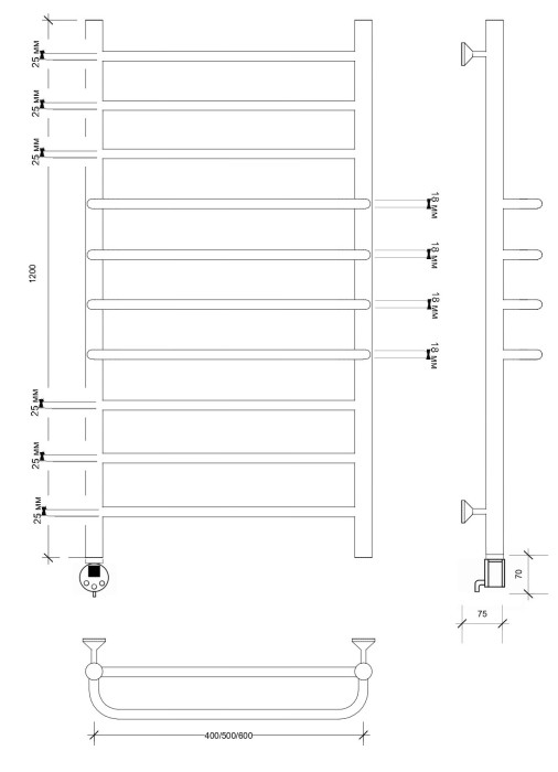 Полотенцесушитель электрический 120x40 Триест Secado арт. 4673739255711