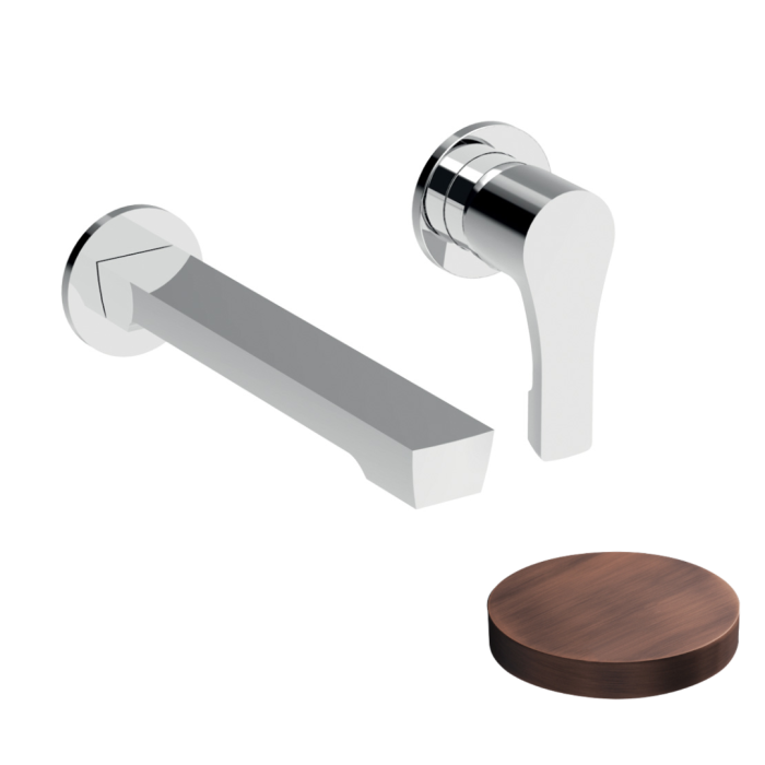 Комплект настенного монтажа для раковины, излив 200мм, без донного клапана., Giulini, матовая медь арт. 5720-20VROP