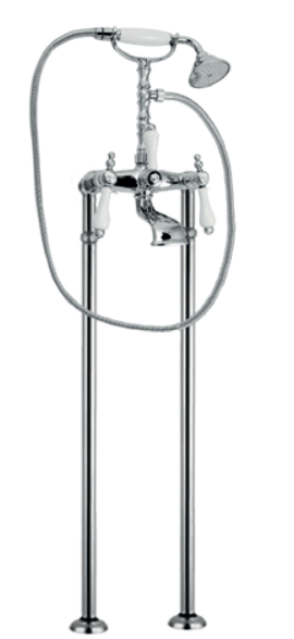 Смеситель для ванны отдельностоящий, с душевой лейкой, ручка белая керамика, Giulini Praga, хром арт. 7500CTCE