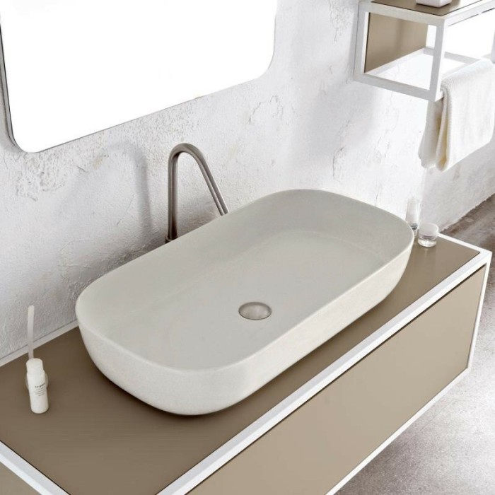 Раковина накладная, без перелива, без отверстий, цвет белый матовый, Scarabeo Glam - 1803 41