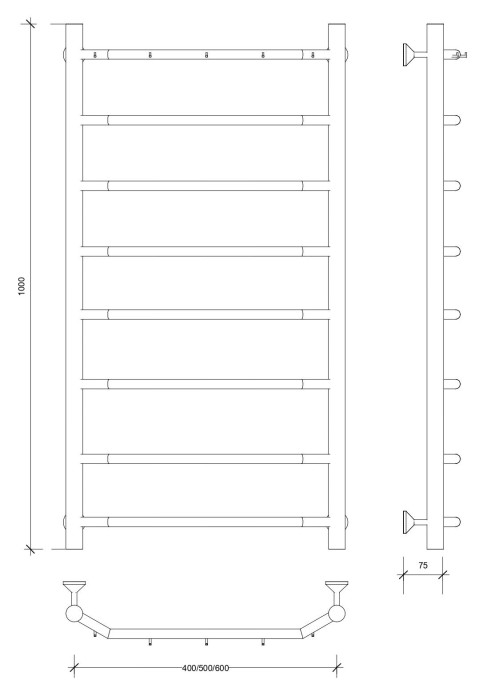 Полотенцесушитель водяной 100x40 Агата 1 К (хром) Secado арт. 4603777444020