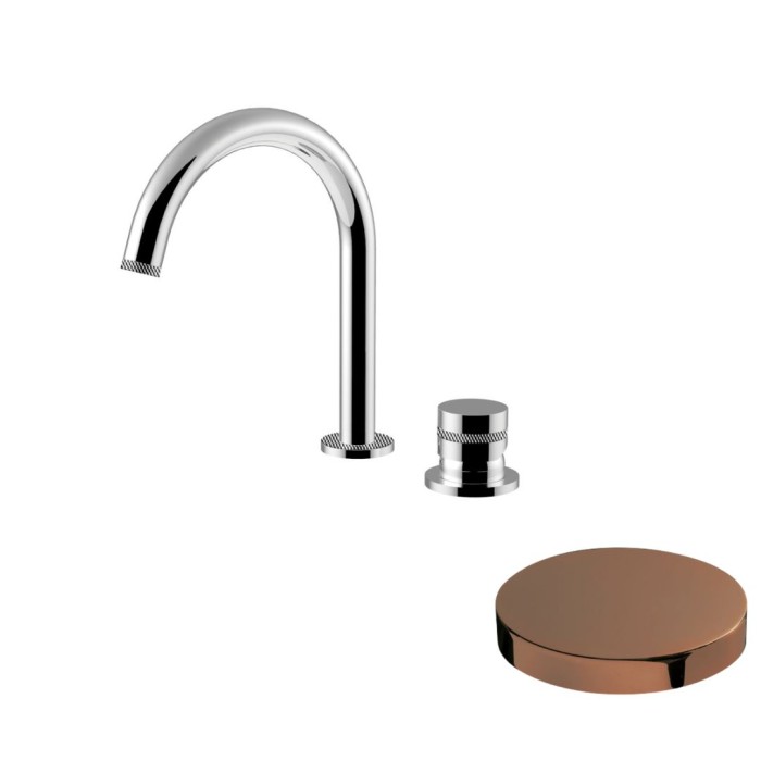 Смеситель для раковины на 2 отверстия, без донного клапана, Giulini My ring deluxe, золото розовое арт. MR0040/SCDLRG